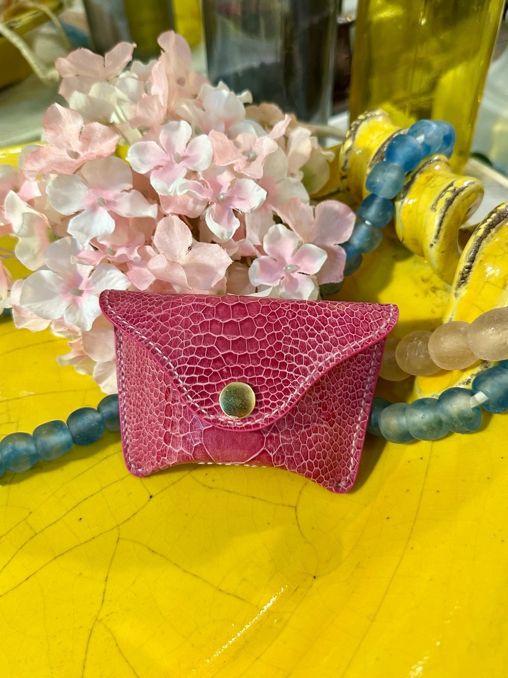 Exotic Ostrich Skin Card Holder